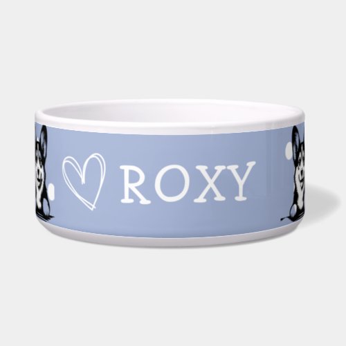 Peeking Corgi Customize Blue theme Bowl