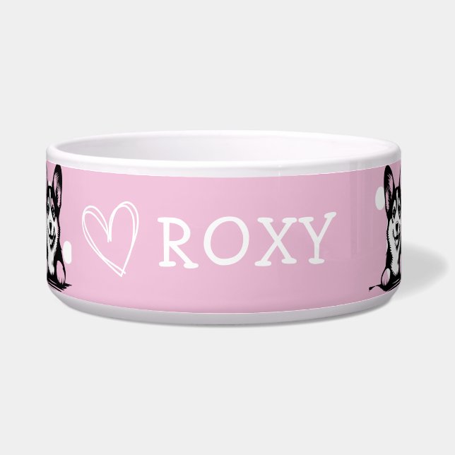 Peeking Corgi Customize pink theme Bowl (Front)