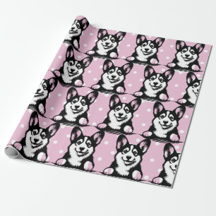 Peeking Corgi Pink Personalized Theme Wrapping Paper