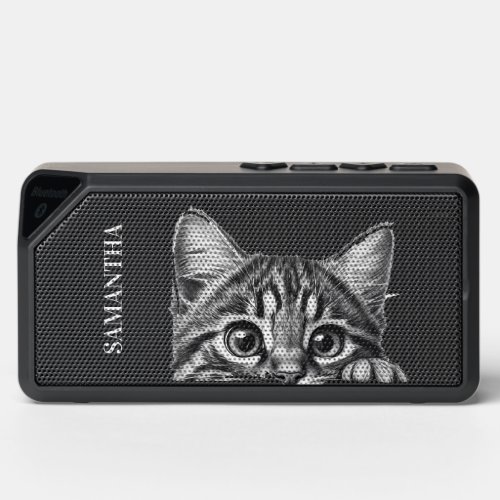 Peeking Cute Cat Monogram Kitten  Bluetooth Speaker