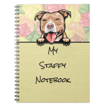 Peeking Cute Staffy, light brown, notebook