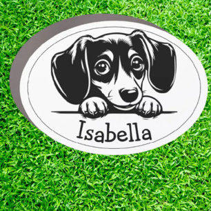 Peeking Dachshund Puppy Personalized Car Magnet