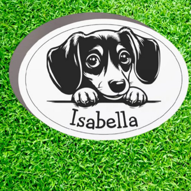 Peeking Dachshund Puppy Personalized Car Magnet (Show off your love for dachshunds with a personalized peeking puppy car magnet.)