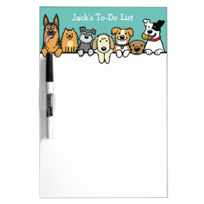 Peeking Dogs German Shepherd Pomeranian Schnauzer  Dry Erase Board