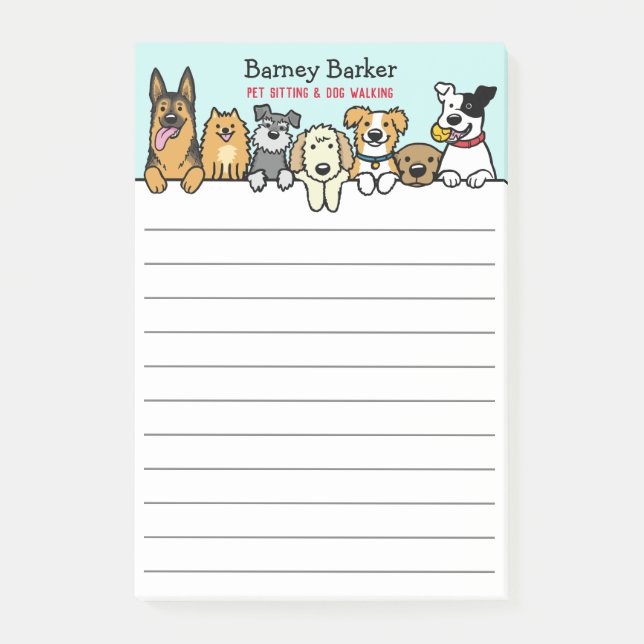 Peeking Dogs Personalized Pet Sitter Cute  Post-it Notes (Front)