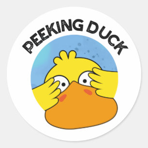 Peeking Duck Funny Animal Chinese Dish Pun Classic Round Sticker