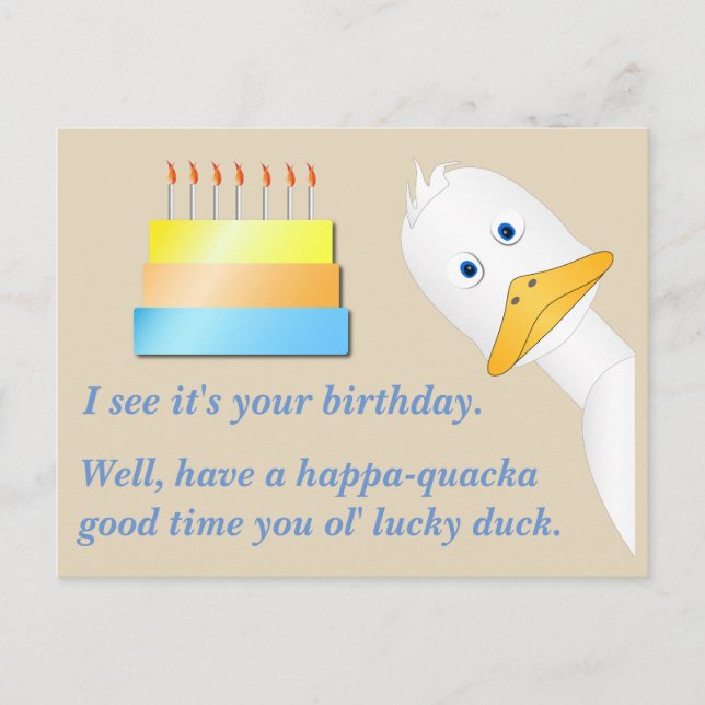 Peeking Duck Happy Birthday Postcard (Front)