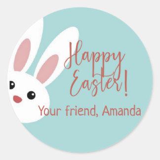 Peeking Easter bunny custom labels