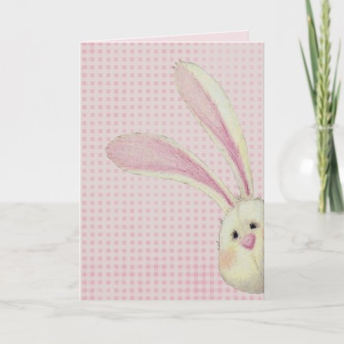 Peeking Easter Bunny On Gingham Card