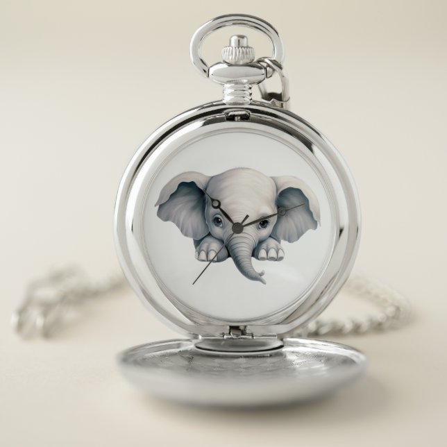 Peeking Elephant Pocket Watch (Inside)