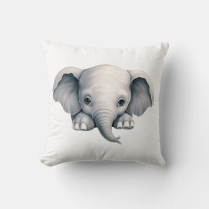 Peeking Elephant Throw Pillow