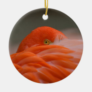 Peeking Flamingo Ceramic Ornament
