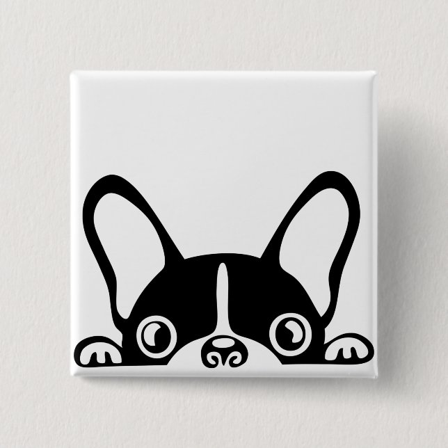 Peeking french bulldog button (Front)