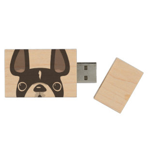 Peeking French USB Maple Flash Drive - Black/White