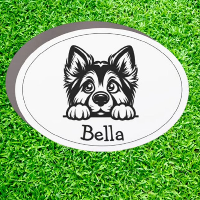 Peeking German Shepard Puppy Personalized Car Magnet (Show your love for German Shepherds with a personalized peeking puppy car magnet.)