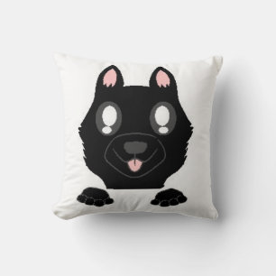 peeking german shepherd black throw pillow