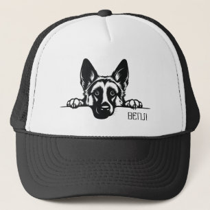 Peeking German Shepherd Dog. Personalize Trucker Hat
