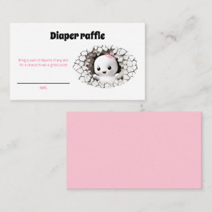 Peeking Ghost Pink Baby Shower Diaper Raffle Card