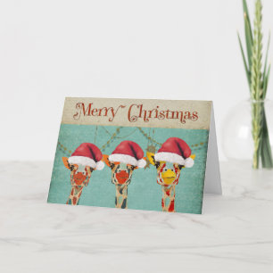 Peeking Giraffes Christmas Card