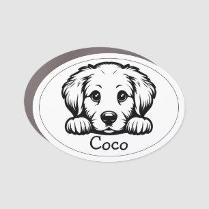 Peeking Golden Retriever Puppy Personalized Car Magnet