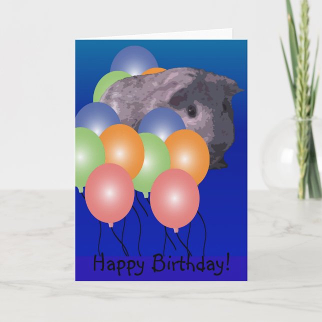 Peeking Guinea pig, Happy Birthday! Card (Front)