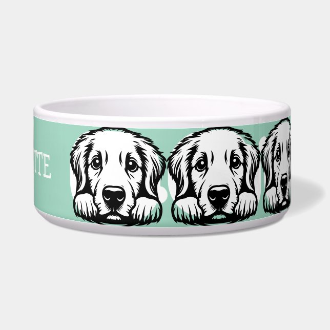 Peeking Labrador Customize Green theme Bowl (Right)