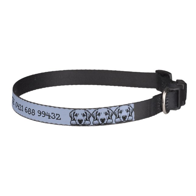 Peeking Labrador Personalized Blue Theme  Pet Collar (Right)