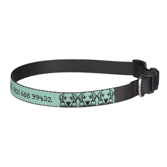Peeking Labrador Personalized Green Theme  Pet Collar (Right)