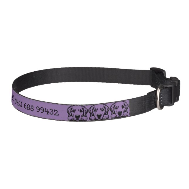 Peeking Labrador Personalized Purple Theme  Pet Collar (Right)
