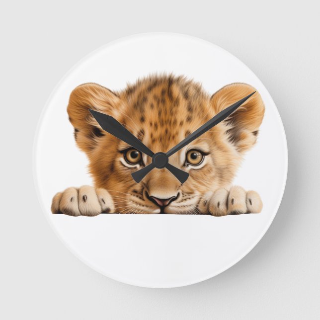 Peeking Leopard Round Clock (Front)
