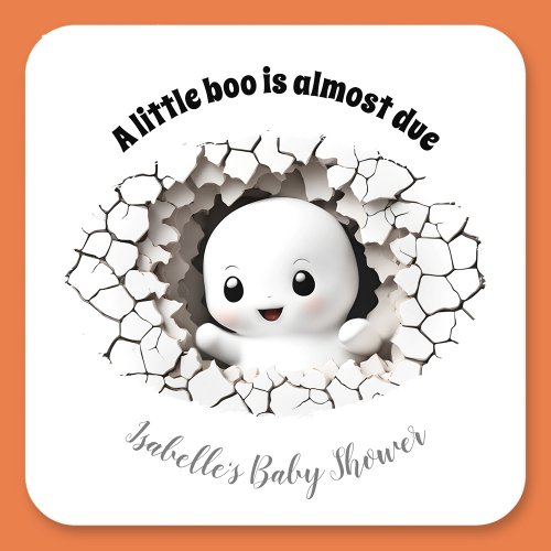 Peeking Little Boo Ghost Baby Shower Paper Coaster