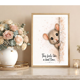 Peeking Mouse Wall Art Humorous Bathroom Art Print