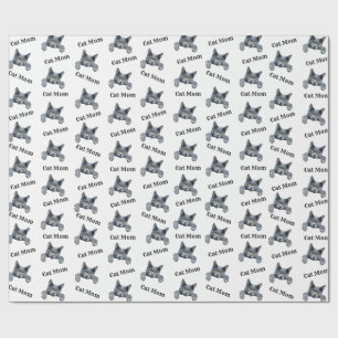 Peeking Nebelung Repeating Pattern Cat Mom Wrapping Paper