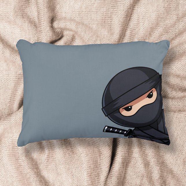 Peeking Ninja on Grey Accent Pillow (Creator Uploaded)