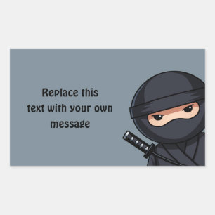 Peeking Ninja on Grey Rectangular Sticker