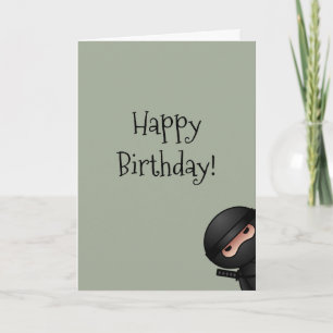 Peeking Ninja on Sage Green Birthday Card