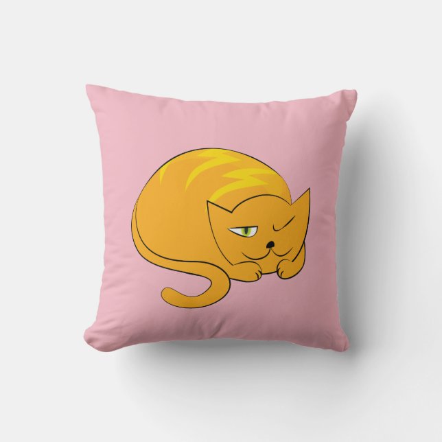 Peeking Orange Cat Throw Pillow (Front)