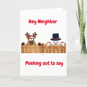 PEEKING OUT TO SAY *MERRY CHRISTMAS* NEIGHBOR HOLIDAY CARD
