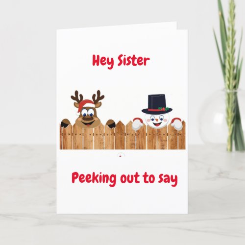 PEEKING OUT TO SAY MERRY CHRISTMAS SISTER HOLIDAY CARD