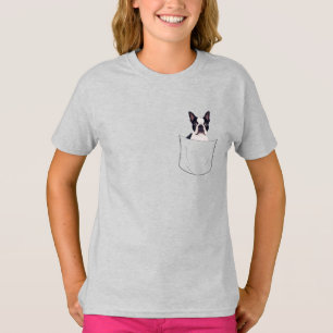 Peeking Pocket Pet - Boston Terrier Dog T-Shirt