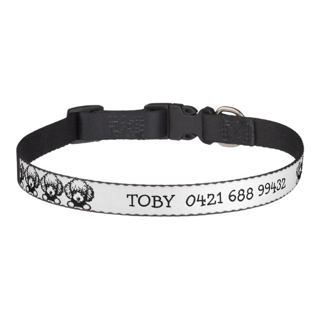 Peeking Poodle Personalized Theme  Pet Collar (Front)