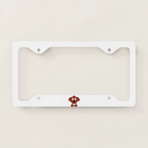 peeking poodle red license plate frame