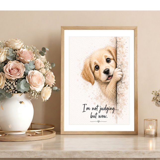 Peeking Puppy Wall Art Funny Bathroom Dog Print (Creator Uploaded)