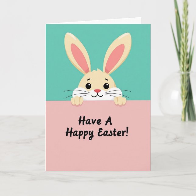 Peeking Rabbit Holiday Card (Front)