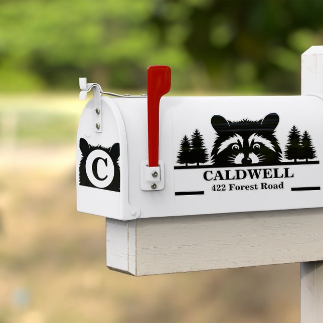 Peeking Raccoon Personalized Mailbox Address  Sticker (Creator Uploaded)