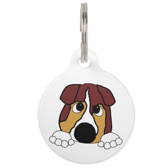 peeking red tri aussie pet name tag (Front)
