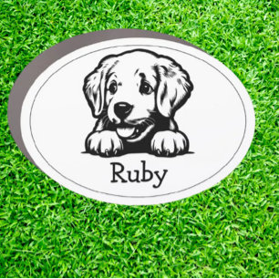 Peeking Retriever Puppy Personalized Car Magnet