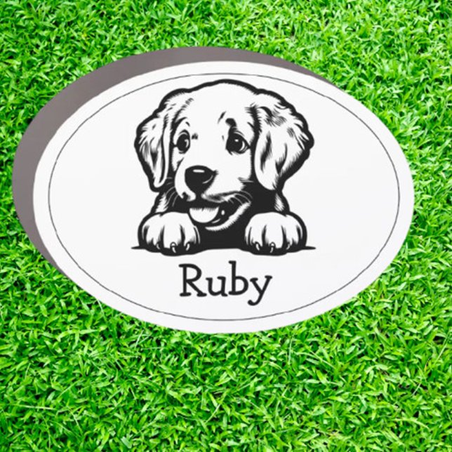 Peeking Retriever Puppy Personalized Car Magnet (Show off your love for your Retriever with a personalized peeking puppy car magnet. )