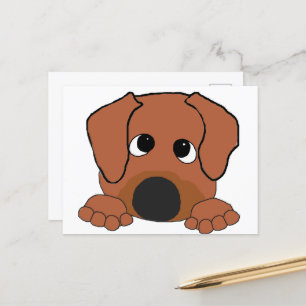 peeking rhodesian ridgeback red wheaten brown nose postcard
