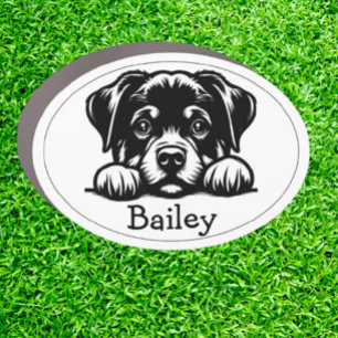 Peeking Rockweiler Puppy Personalized Car Magnet